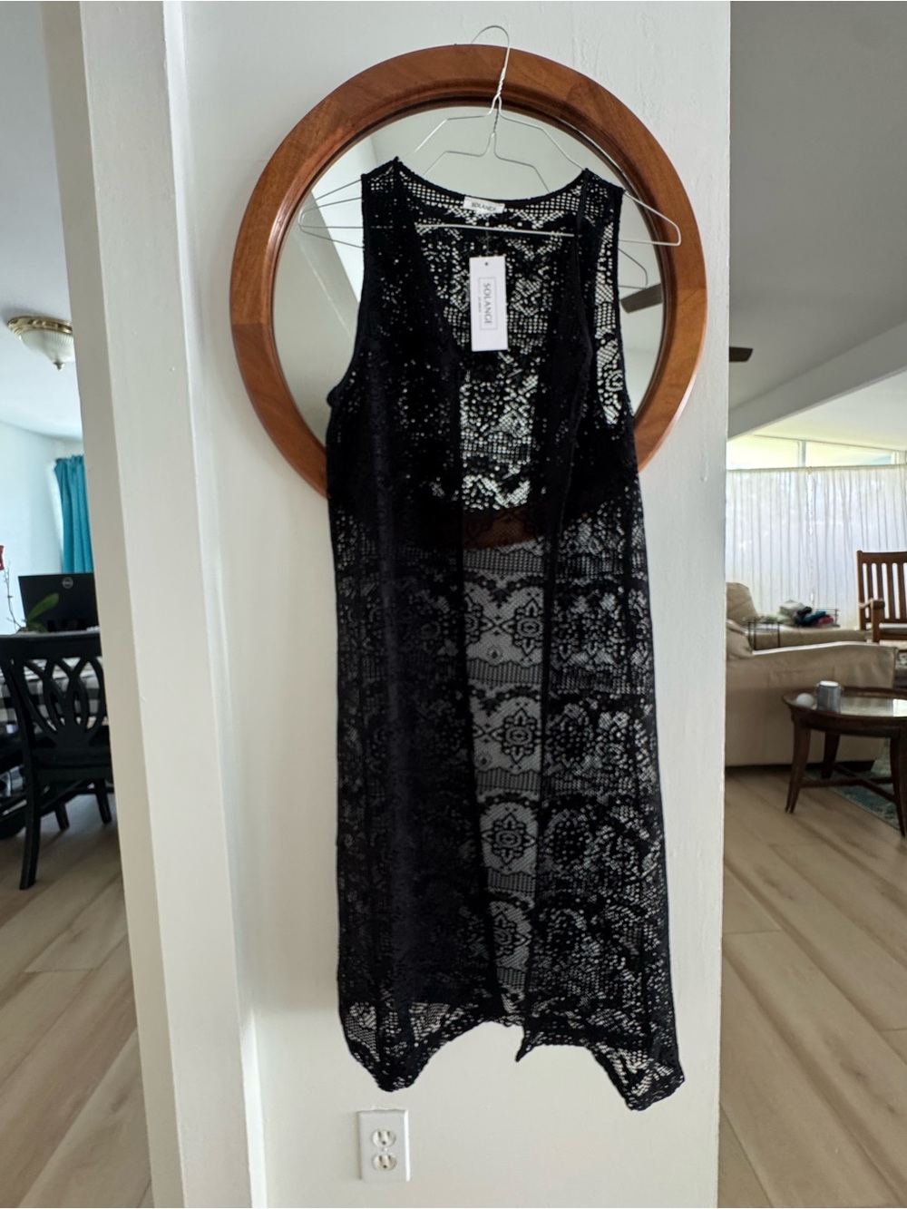 Black Lace Sleeveless Duster Vest - Unbranded